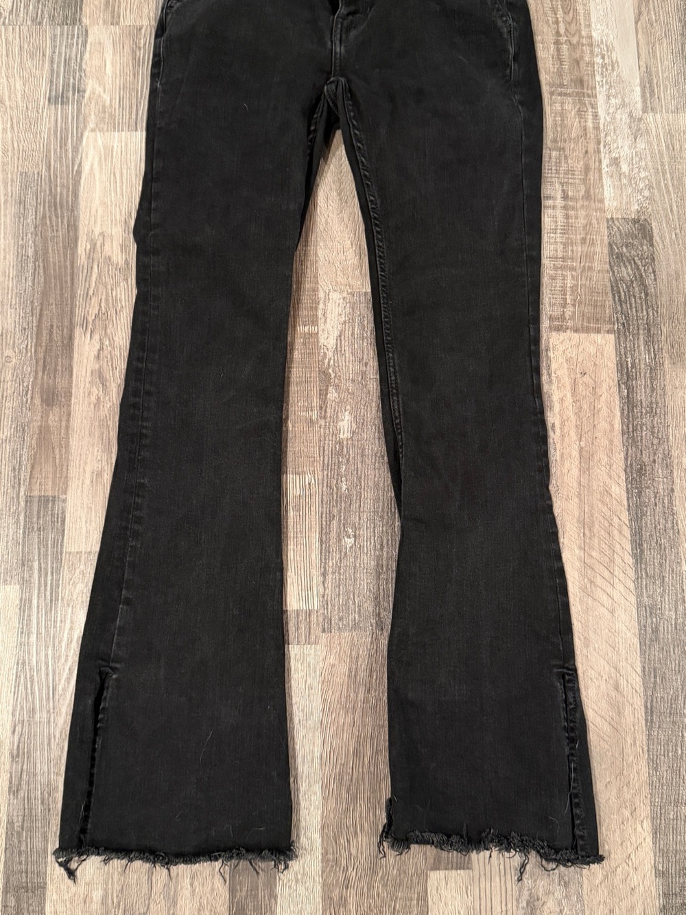 We The Free Black Flare Jeans with Raw Hem